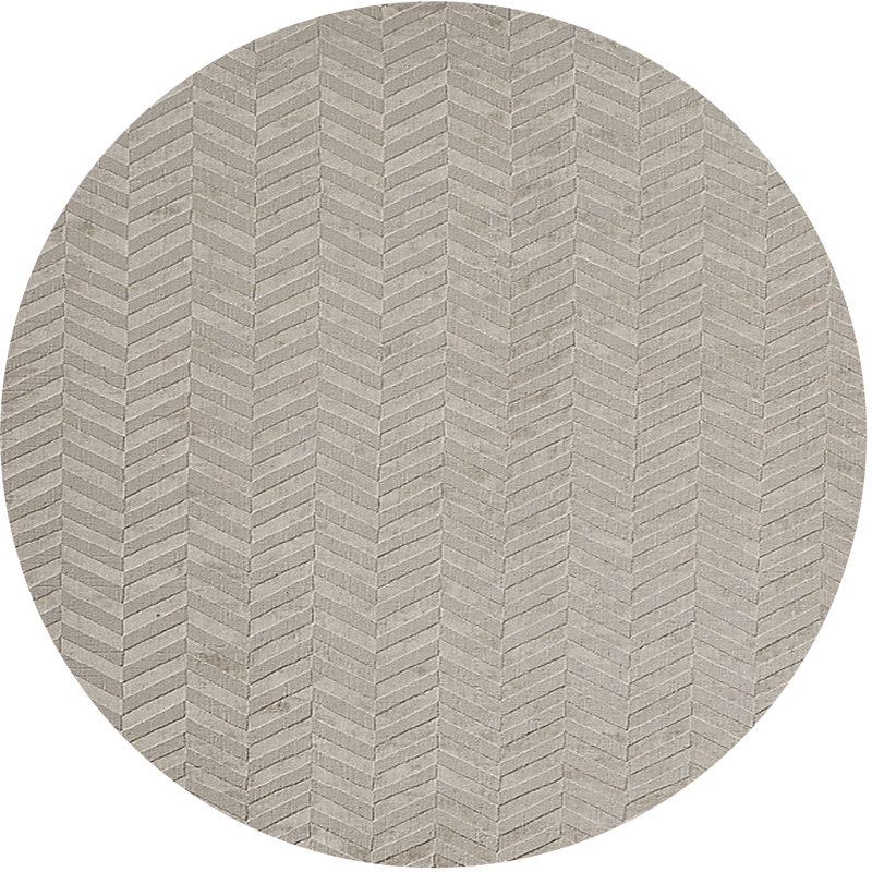 Tapis à chevrons gris, Rond 5 pi
