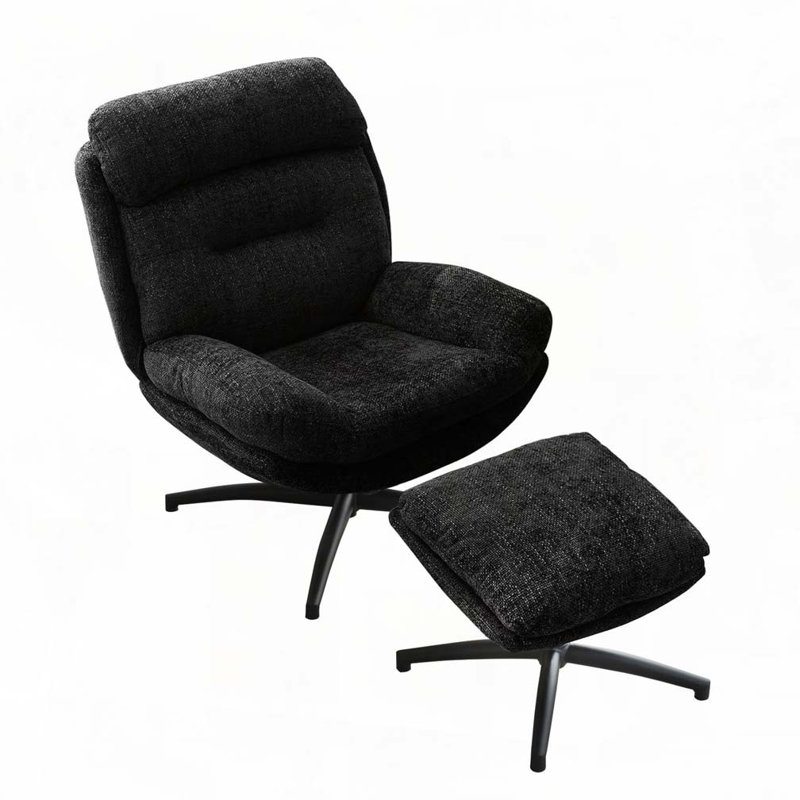 Chaise longue berçante et pivotante avec repose-pieds