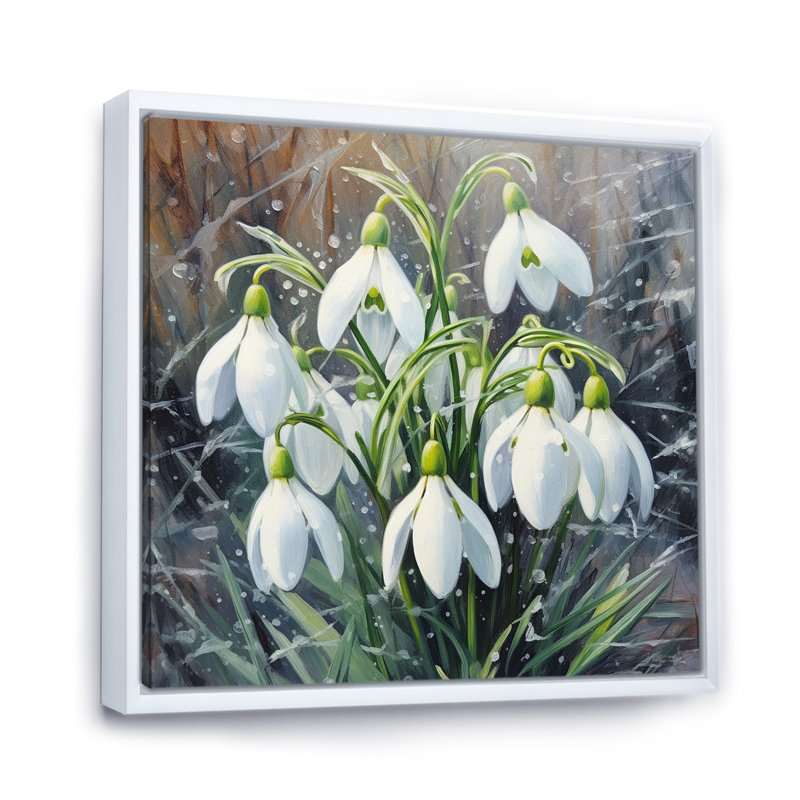 Snowdrops Floral Serenity II, H 30 po x l 30 po x P 1 po, Cadre flottant blanc