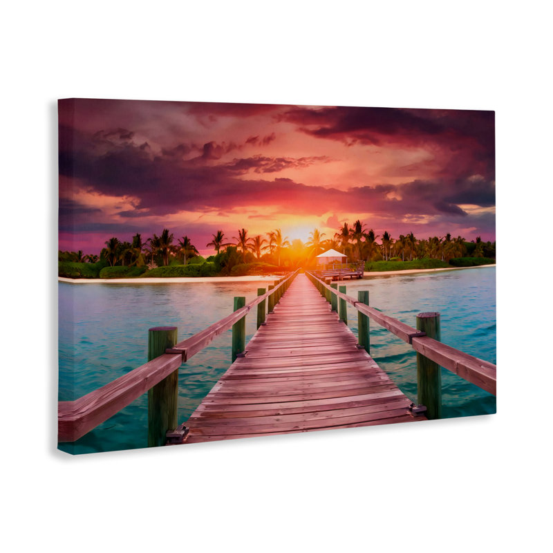«Peaceful Sunset Over Pier», conception par LSR Creative Studio, H 16 po x l 24 po
