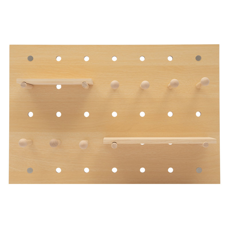 23.6x15.7" Wooden Rectangular Pegboard Combination Wall Organizer Kit