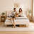 Full Size Velvet Upholstered Platform Bed Frame with Channel Tufted Wingback Headboard — No Box Spring Needed, Space-Saving Design for Small Bedrooms & Apartments-1525913690-1525913688