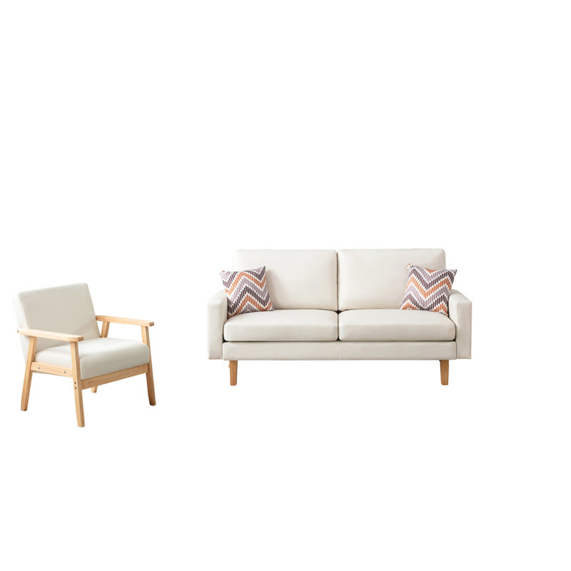 Lin beige et fauteuil avec 2 coussins relaxants - ensemble de coussins confortables de 70 po