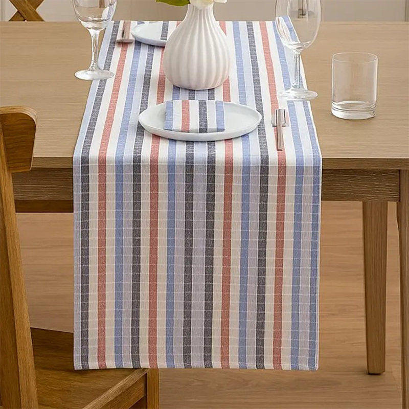 Stitched Checkerd Cotton Table Runner, 16"x36" Rectangular, 36" x 16"