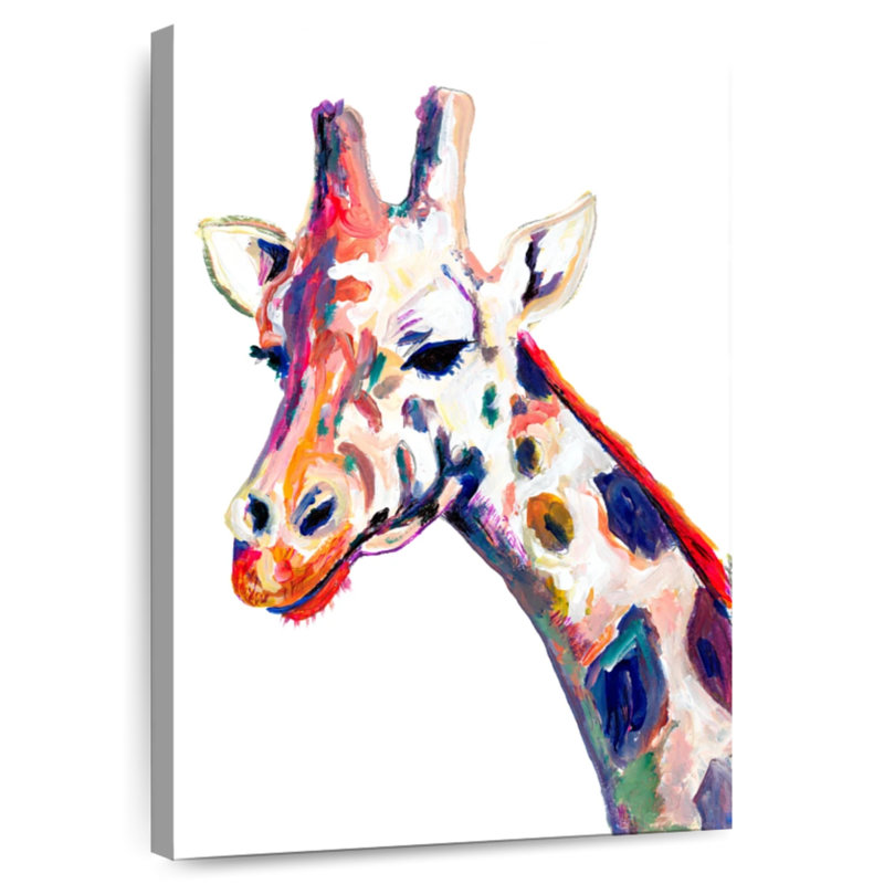 Brampt Colorful Giraffe On White, 30" H x 20" W
