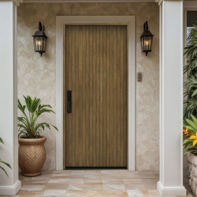 Porte à panneau 80 po Rilo Slab Only Acajou - Contemporain, moderne, brut