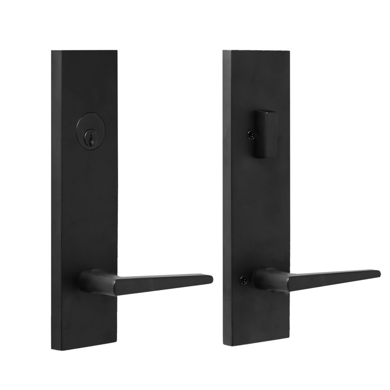 Levers With Deadbolt Reversible Entry Set, Matte Black