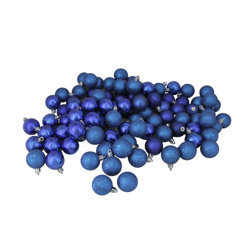 9 Ornement boule de Noël à 4 finitions incassable, Bleu royal