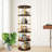 5 Tier Rotating Bookshelf, 360° Display Round Spinning Bookshelf,  Wood & Metal Stackable Spinning Bookshelf Tower, Space Saving Floor Standing Swivel Bookcase For Bedroom, Living Room, Office, Gold-32585875