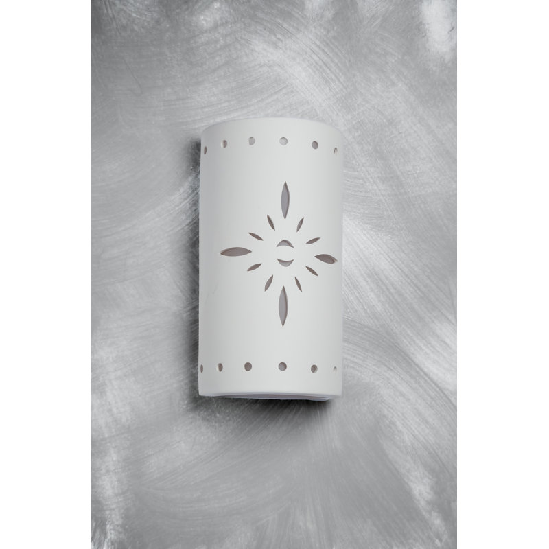 Ninamarie Ceramic Outdoor Wall Light, LED Bulb Included, White, 17" H x 9.25" W x 5.25" D