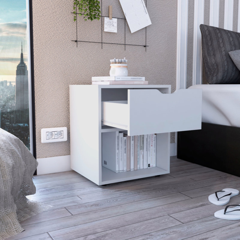 Bulerin 17'' W Unfinished Particle Board / Chipboard Nightstand, White