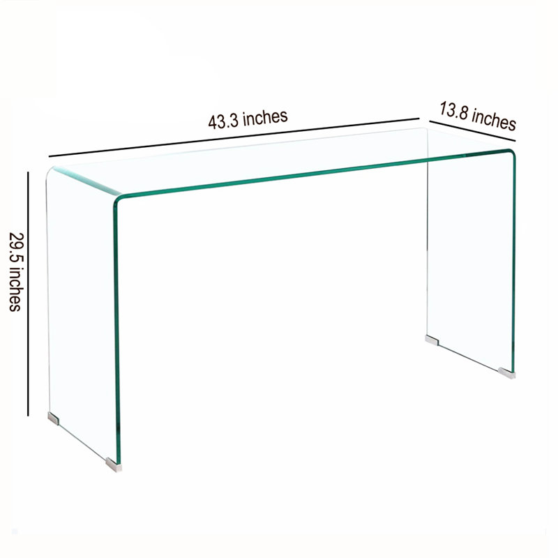 Console en verre, bureaux en verre trempé avec bords arrondis