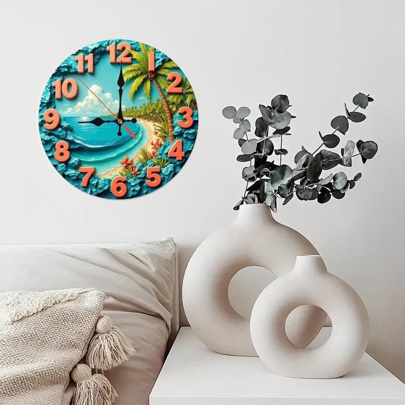 Horloge murale plage tropicale