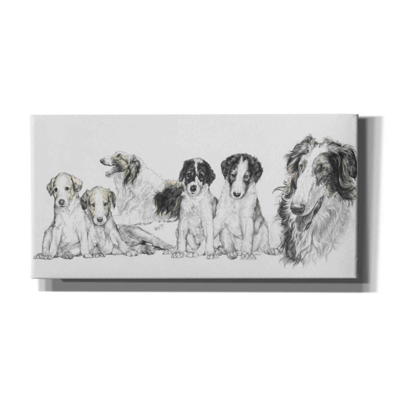«Growing Up Borzoi» par Barbara Keith, art mural sur toile, H 12 po x l 24 po x P 0,75 po