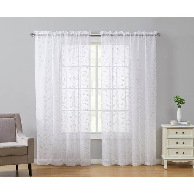 Ensemble de rideaux transparents 2 pièces Eva, L 54 po x L 96 po, Blanc
