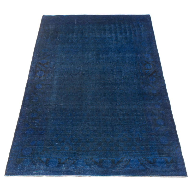 Tapis unique en laine 3 pi 8 po x 6 pi 11 po bleu Piana