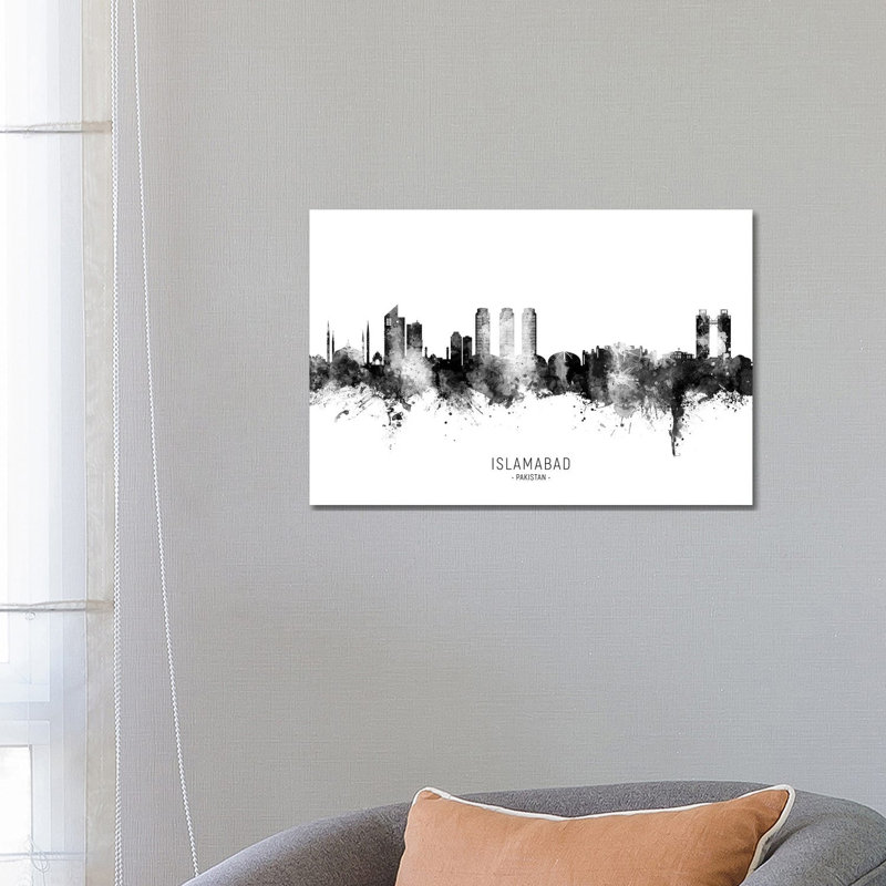 Islamabad Pakistan Skyline Name by Michael Tompsett - Wrapped Canvas Print, 66.04 cm H x 45.72 cm W x 1.91 cm D