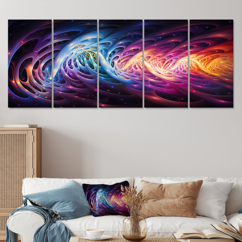 Helix Stairway To The Light - Ensemble de 5 décorations murales abstraites, H 28 po x l 60 po