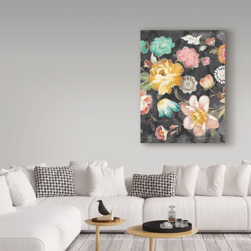 « jardin of plaisir black iii », reproduction d’art sur toile tendue, H 19 po x l 14 po