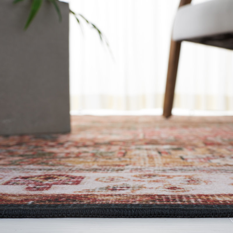 Tapis oriental rouge / vert / jaune / ivoire Pashen, Tapis de couloir 2 pi 6 po x 8 pi