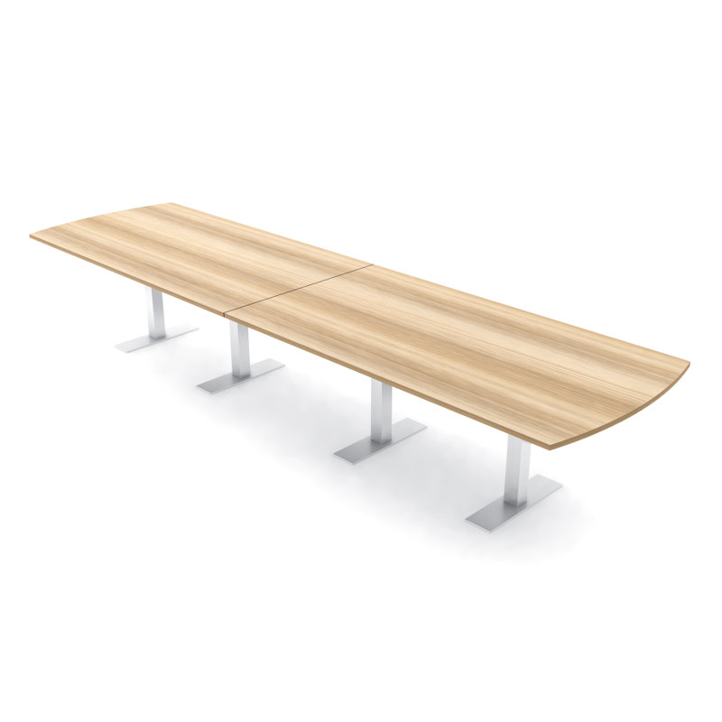 Table de conférence Pavert Arc, H 30 po x l 168 po x P 48 po, Blond blond cendré, Argent argent