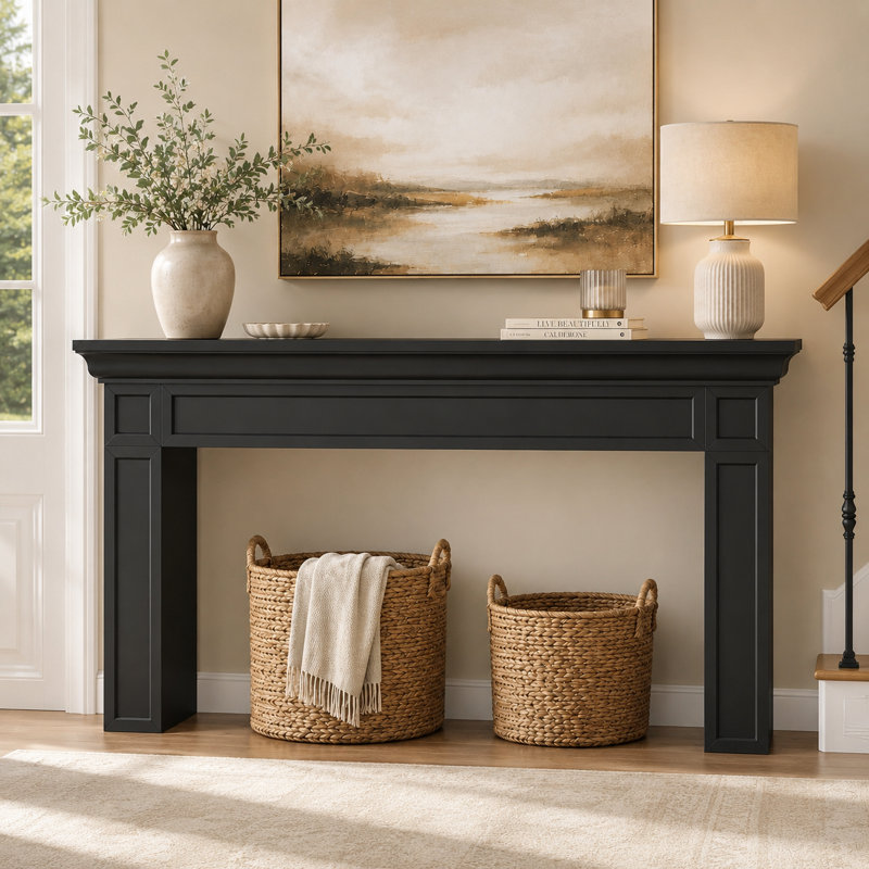 63'' W Black French Country Console Table, Long Entryway and Sofa Table for Hallway, Foyer, and Living Room, Black