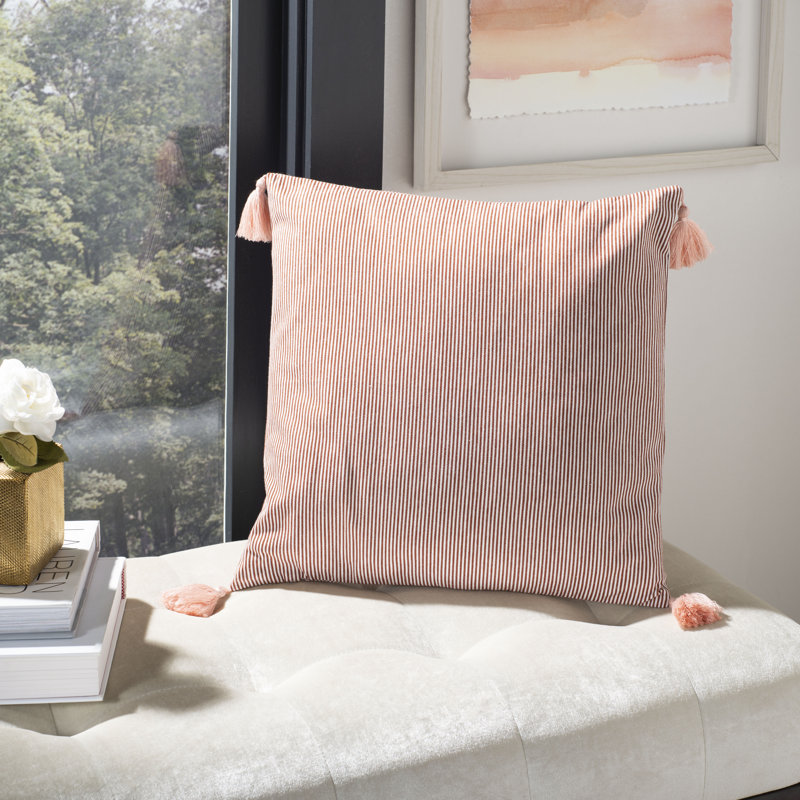 Rusty Red and White Square Contemporary Pillow