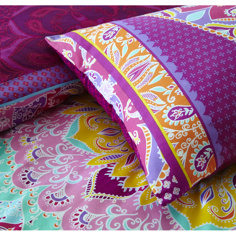Rhoda Polyester Paisley Duvet Cover Set with Pillowcases Included, Single Duvet Cover + 1 Standard Pillowcase, Pink