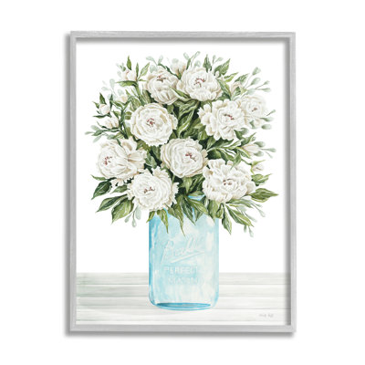 Bb-183-Framed " White Carnations Bouquet " by Cindy Jacobs