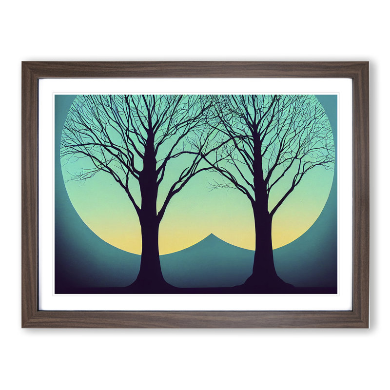 Pleasing Trees Abstract 1 Piece Single Picture Frame Wall Art, 46cm H x 64cm W x 2cm D, Walnut Framed