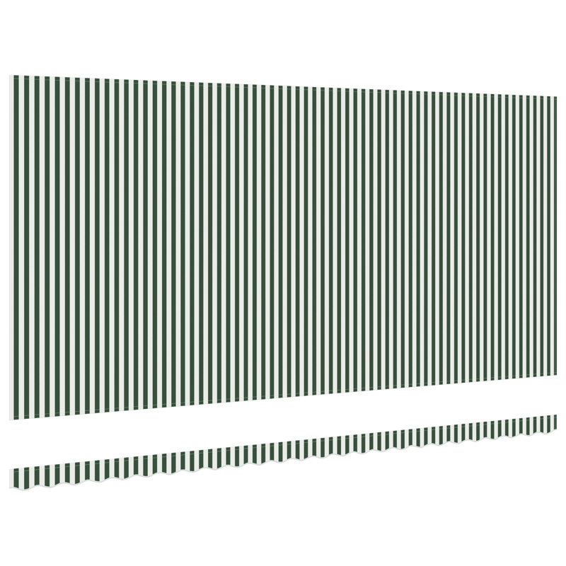 17 Stories Polyester Cover Retractable Patio Awning, 580 cm W x 345 cm D, Green/White Striped