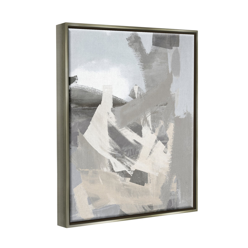 Chaotic Gray, peinture sur bois, reproduction encadrée, Cadre flottant gris lustré, H 31 po x l 25 po x P 1,7 po