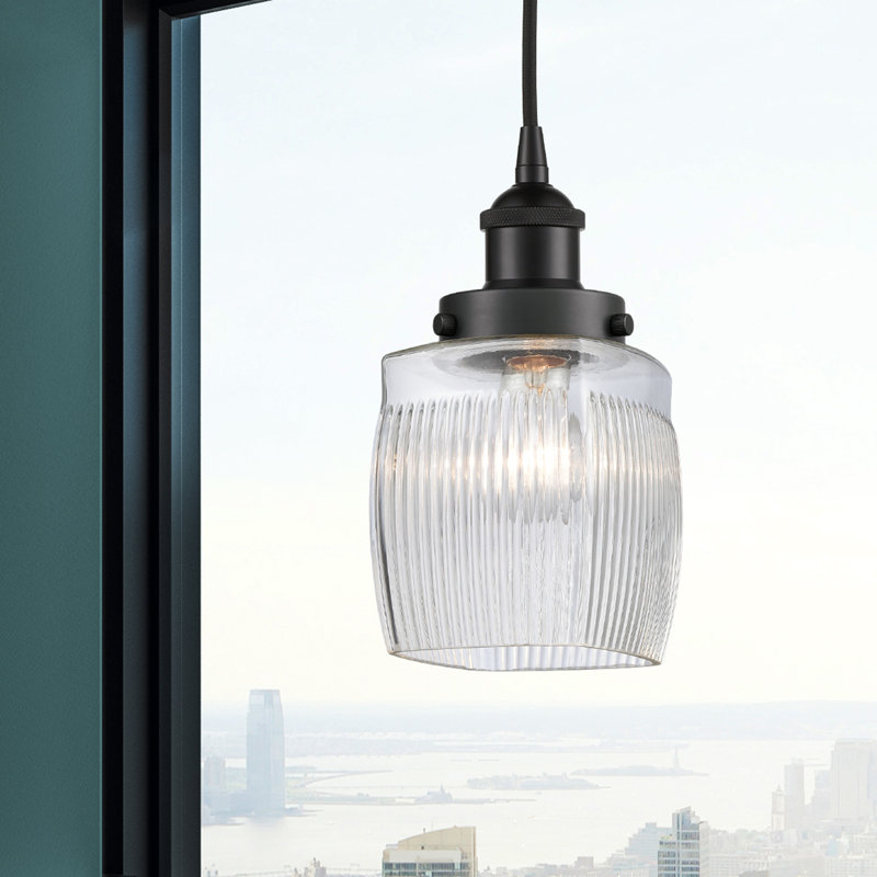 Luminaire suspendu simple à 1 lumière Mireya, Noir mat