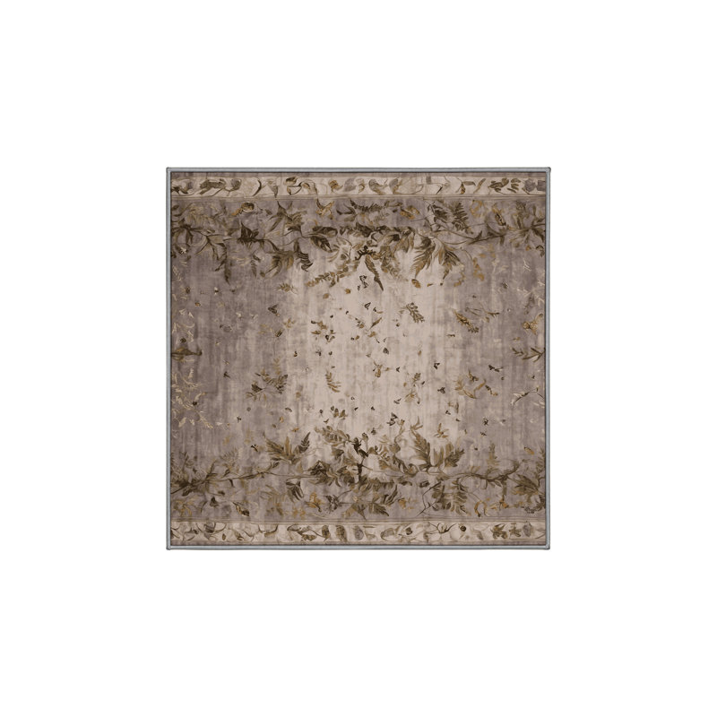 Machine Washable Gray Area Rug, Square 4'
