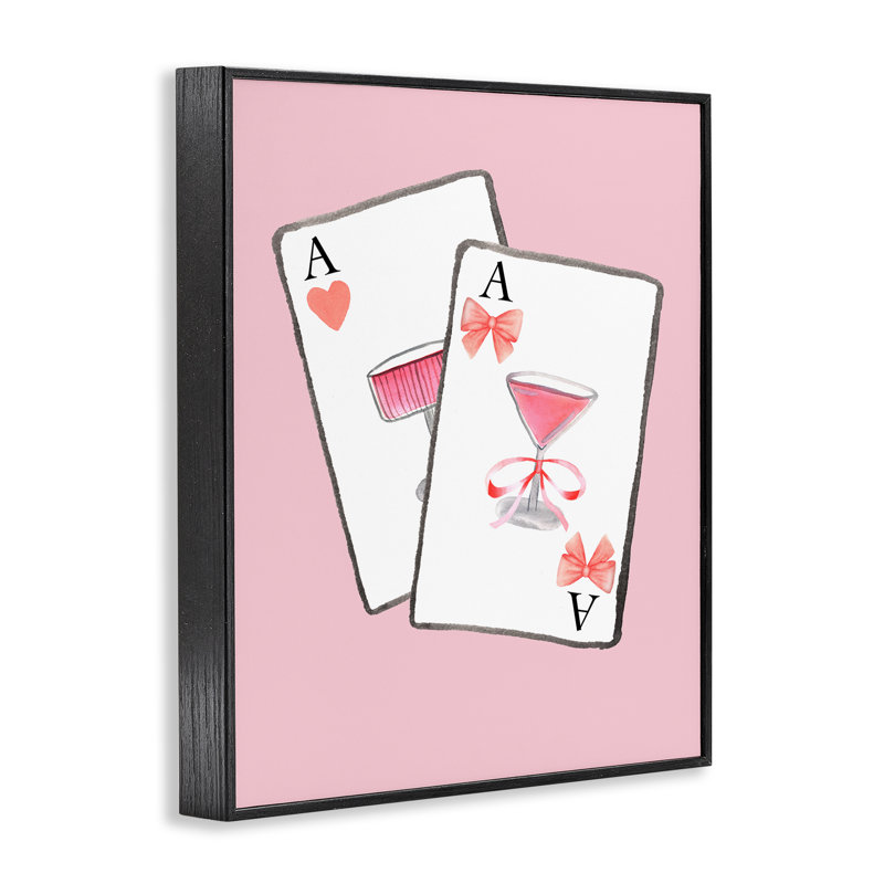 «Cocktail Aces Card», estampe numérique, design par Nina Jacobs, H 14 po x l 11 po, Giclée encadrée noir minuit