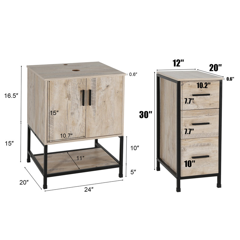 Armoire de salle de bain autoportante, Chêne