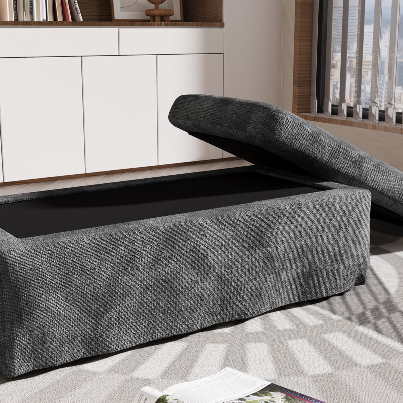 Fauteuil surdimensionné rembourré avec housse et canapé avec repose-pieds, Gris anthracite