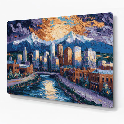 Cities Denver CO Gray Metal Wall Art