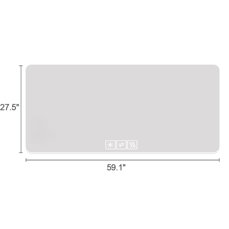 Miroir 28 x 60 pouces avec DEL - Trois couleurs à intensité variable, doux, antibuée, moderne, anticorrosion, verre résistant à l'eau et réglable