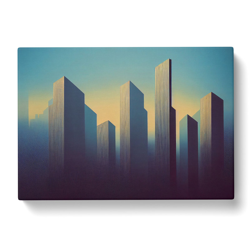 Bright Skyscraper Skyline - Wrapped Canvas, 40cm H x 60cm W x 3cm D