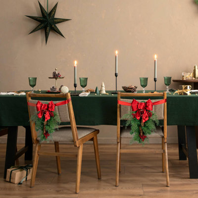 Drapeaux de chaise de Noël en cèdre et pin mélangés
