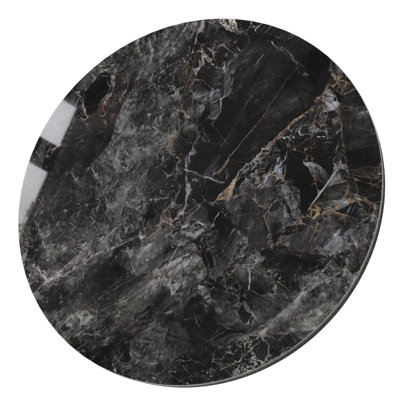 Plateau de table rond moderne en céramique frittée noire de 53 pouces (plateau seulement)