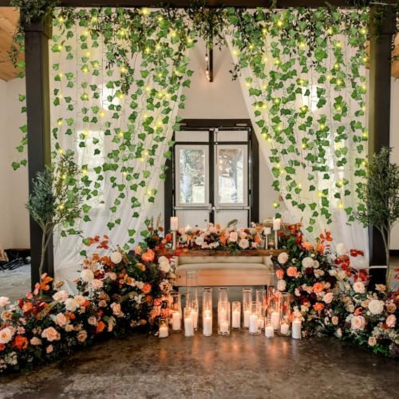 Ivy Fake Vines For Room Decor 12 Pack 86 FT Artificial Plant With 100 LED String Light Bedroom Aesthetic Hanging Greenery Garlands Backdrop Leaves For Wall Wedding Party Home Garden Décor