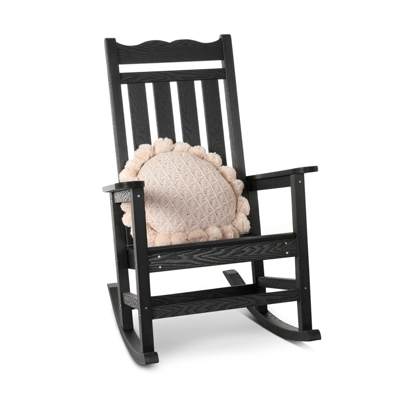 Chaise berçante de patio toutes saisons, capacité de 400 lb, très grande chaise berçante, Noir