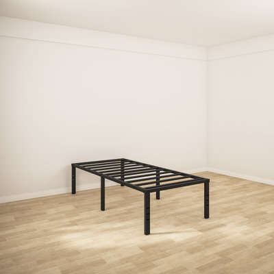 18" Black Metal Platform Bed Frame,Twin No Box Spring Needed, Slots for Headboard Attachment, No Noise