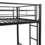 Lit superposé simple au-dessus d'un lit simple en métal noir, style moderne pour le décor de la chambre à coucher, option peu encombrante et activité d'escalier silencieuse et sécuritaire, esthétique sans sommier, caractéristique,-288867219