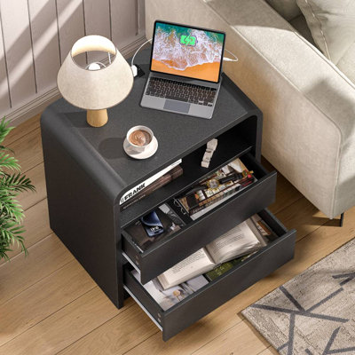 Nightstand with 2 Drawers (Black)