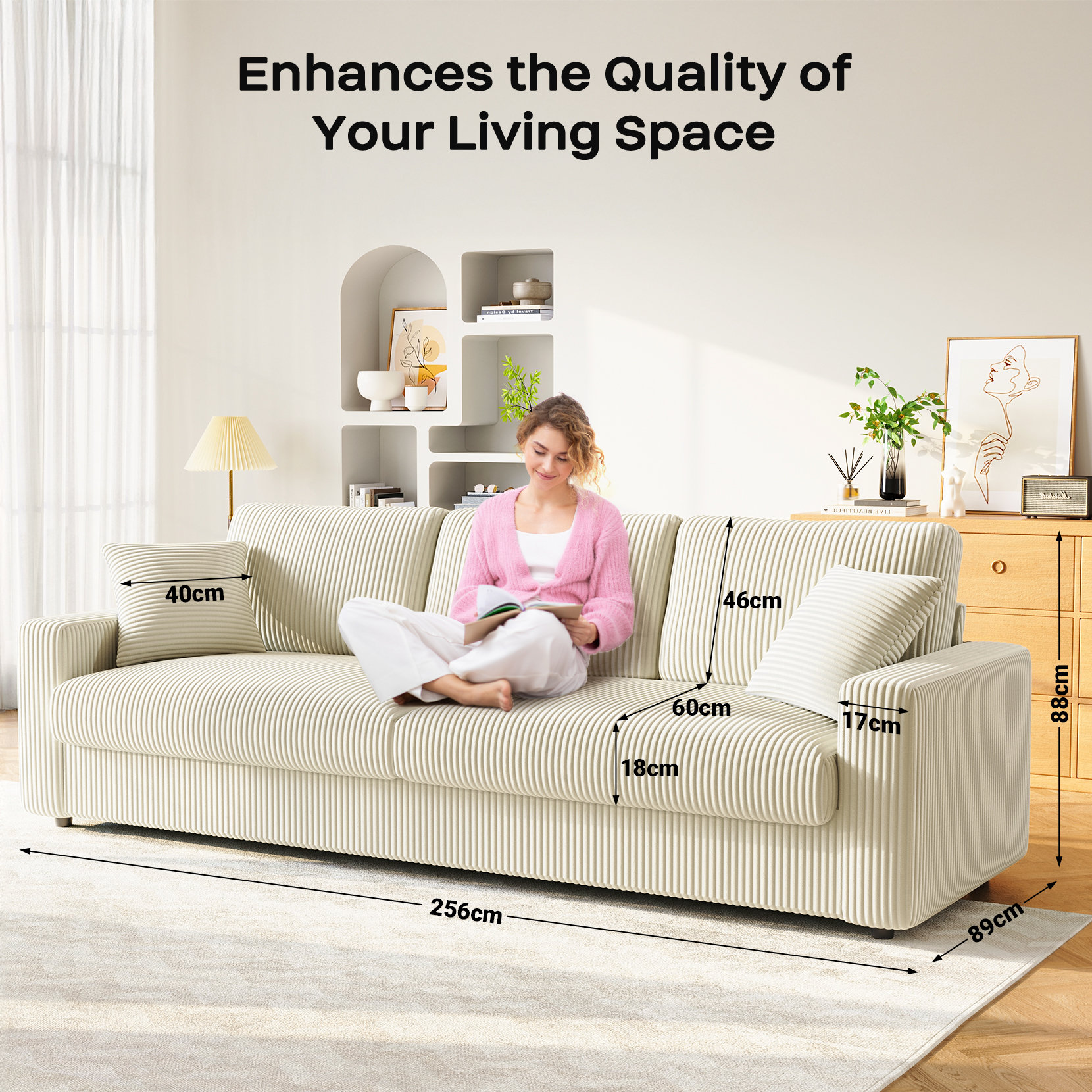 4 Seater Corduroy Sofa