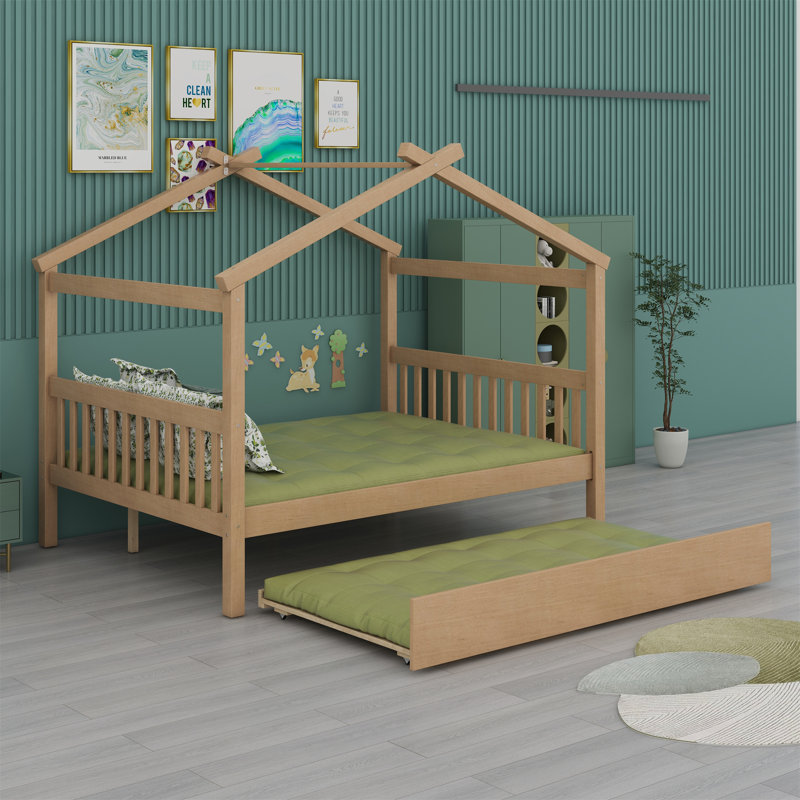 Lit en bois avec couchette, Naturel