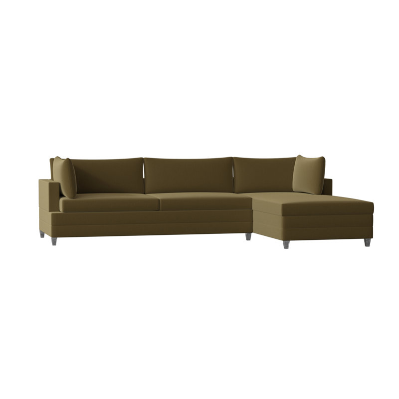 Todd Chaise Sectional, Brown Mahogany, Highlander Olive